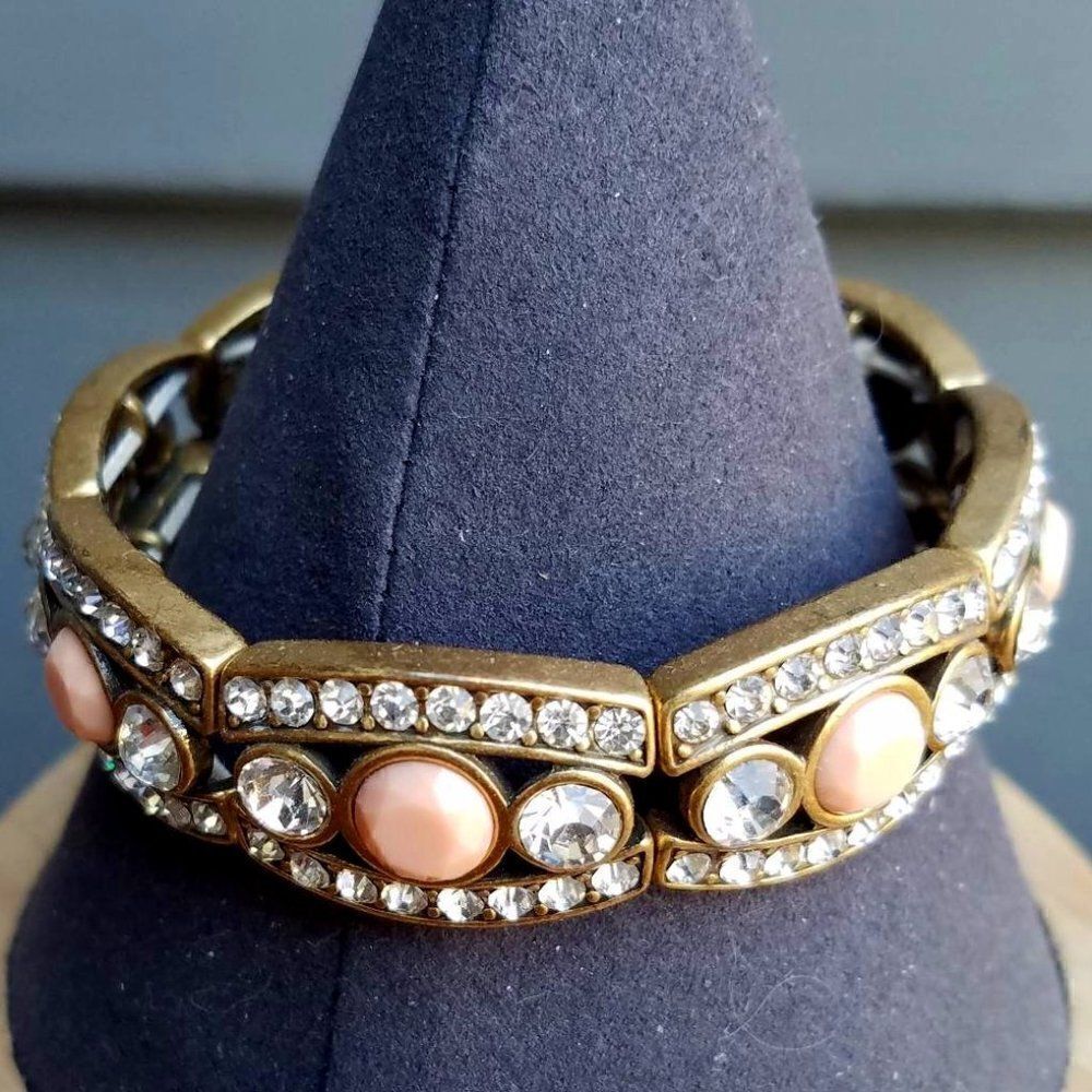 J CrewβPinkβStoneβClearβCrystalβStretchyβBracelet